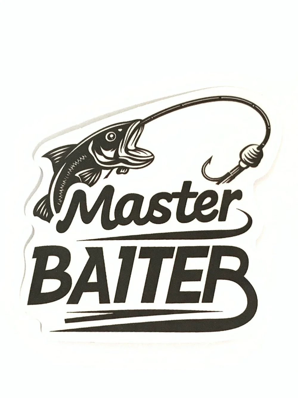 Black and White 'Master Baiter' Fishing Sticker